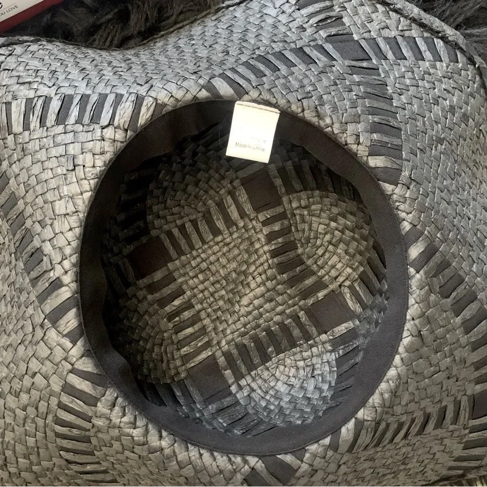 Unbranded Black Woven Floppy Sun Hat Size OS
